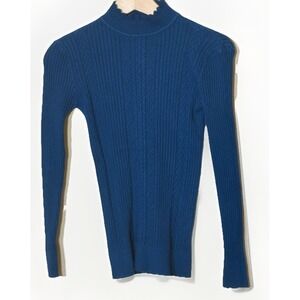 s christina cashmere sweater Women's Small Blue Ribbed